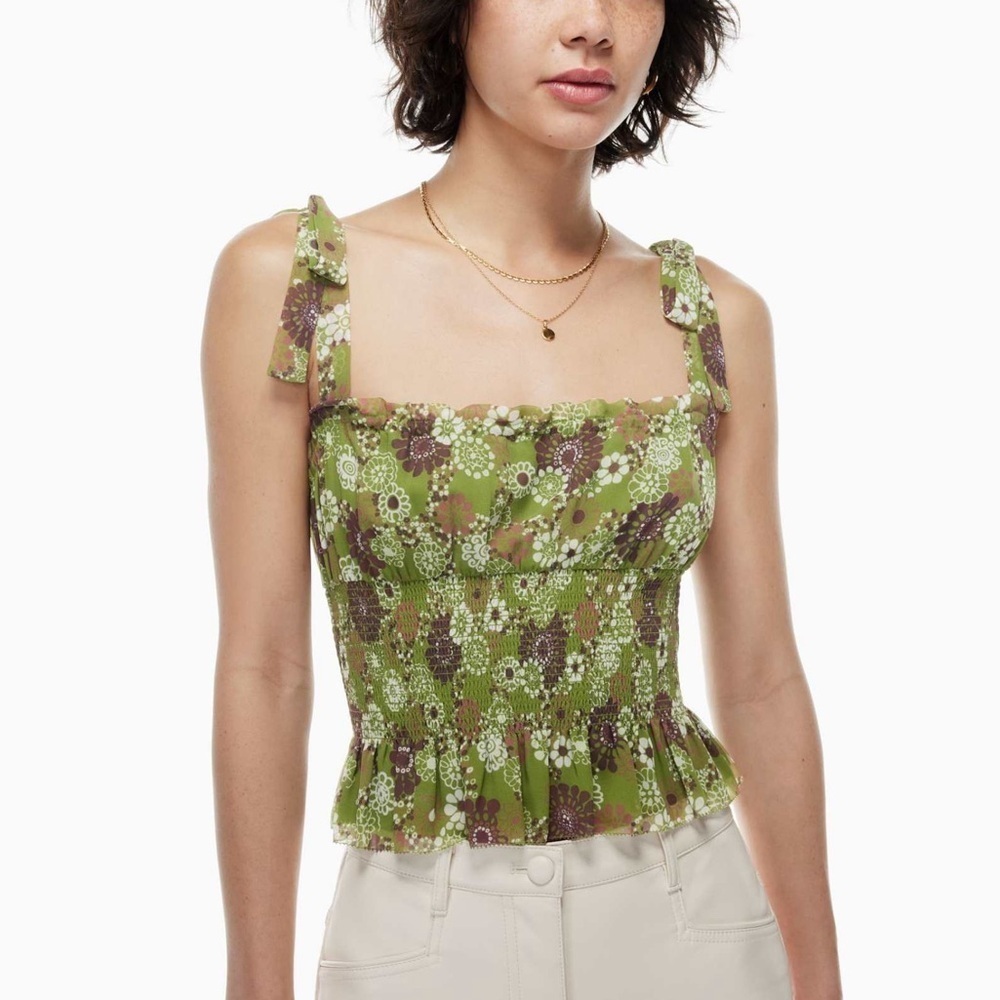 Aritzia Wilfred Ballad Green Floral Cami Size M